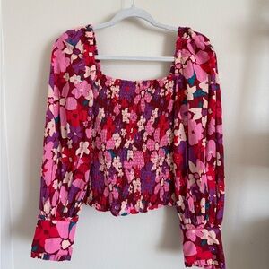 NWT Free People Women’s Long Sleeve Ariana Floral Smocked Top | Size Small